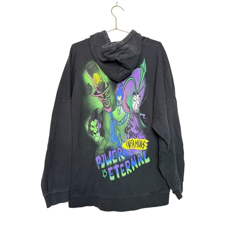 Disney Villains Graffiti Print Black Hoodie Men's Size M Oversized Fleece